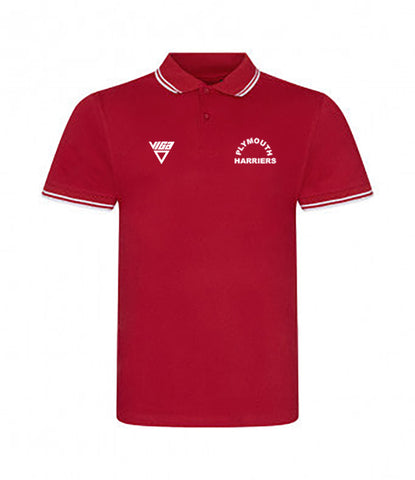 Plymouth Harriers Pique Red Polo Shirt (Mens)