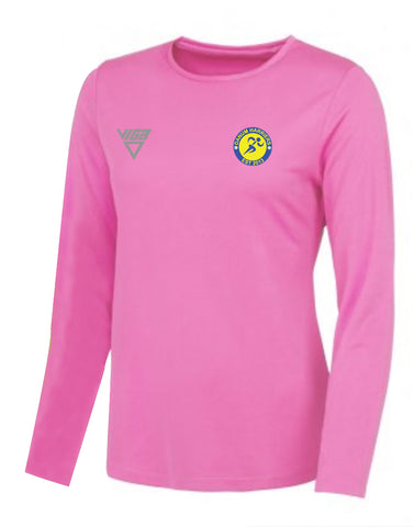 Danum Harriers Ladies Electric Pink Long Sleeve T-Shirt