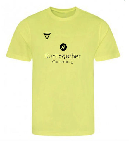 Run Together Canterbury Short Sleeve T-Shirt- Flo Yellow (Male & Female sizes)