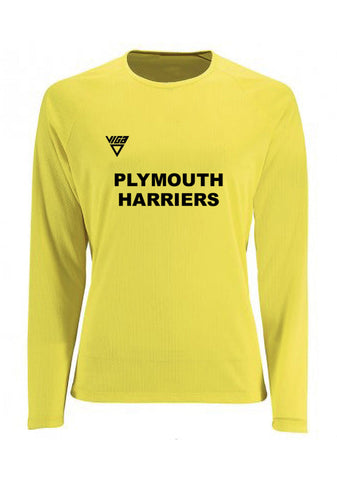 Plymouth Harriers Long Sleeve T-Shirt- Flo Yellow (Male & Female sizes)
